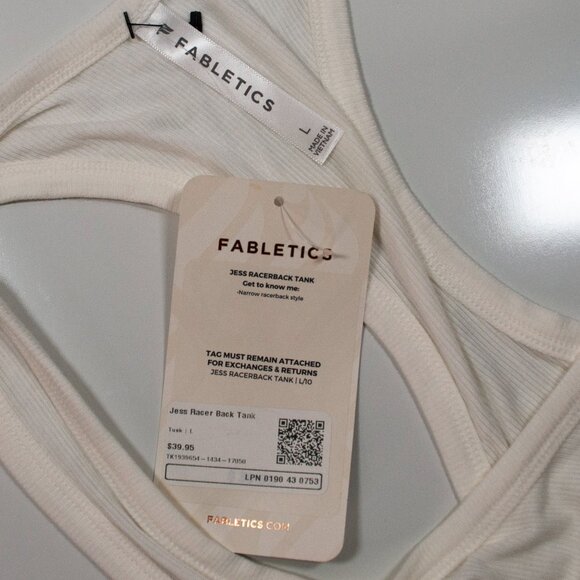 NEW Fabletics Jess Racerback Tank Top Womens Large L Cream Soft Ribbed JJ15X - Picture 5 of 6